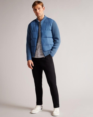 Veste Ted Baker Long Sleeve Wadded Zip Through Bleu Homme | OAU-35027152